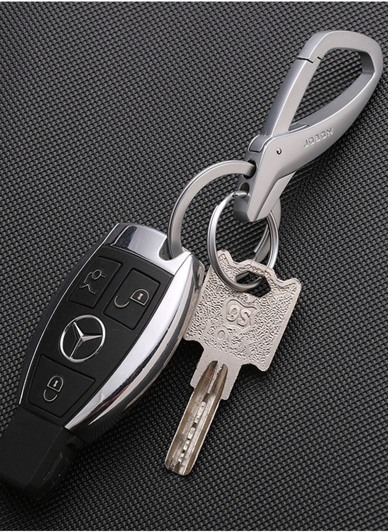 NOVOLAN NOVOLAN Key Chain, Key Ring Key Holder Zinc Alloy Metal Key, Car Key, Car Keychain, Key Fob Keychain, Keychain Simple Creative Car Key Waist Hanging Double Ring Metal Keychain Pendant for Men & Women (Silver)  - Image 3