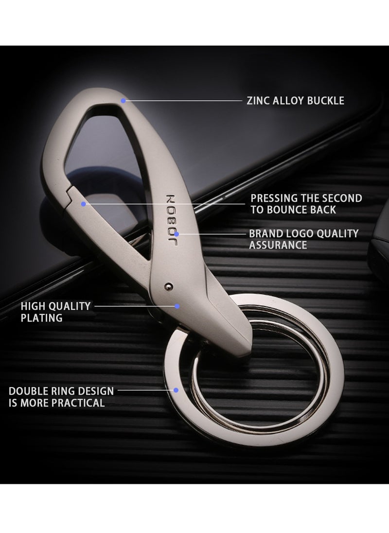 NOVOLAN NOVOLAN Key Chain, Key Ring Key Holder Zinc Alloy Metal Key, Car Key, Car Keychain, Key Fob Keychain, Keychain Simple Creative Car Key Waist Hanging Double Ring Metal Keychain Pendant for Men & Women (Silver)  - Image 4