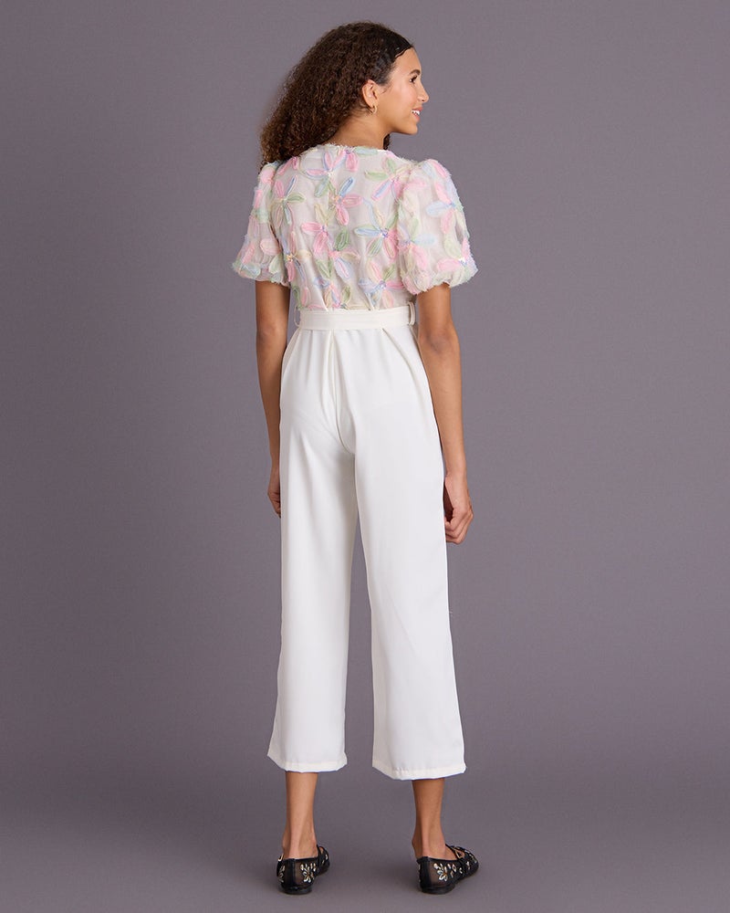 ردتاغ Senior Girls White Embroidered Dress - Image 3