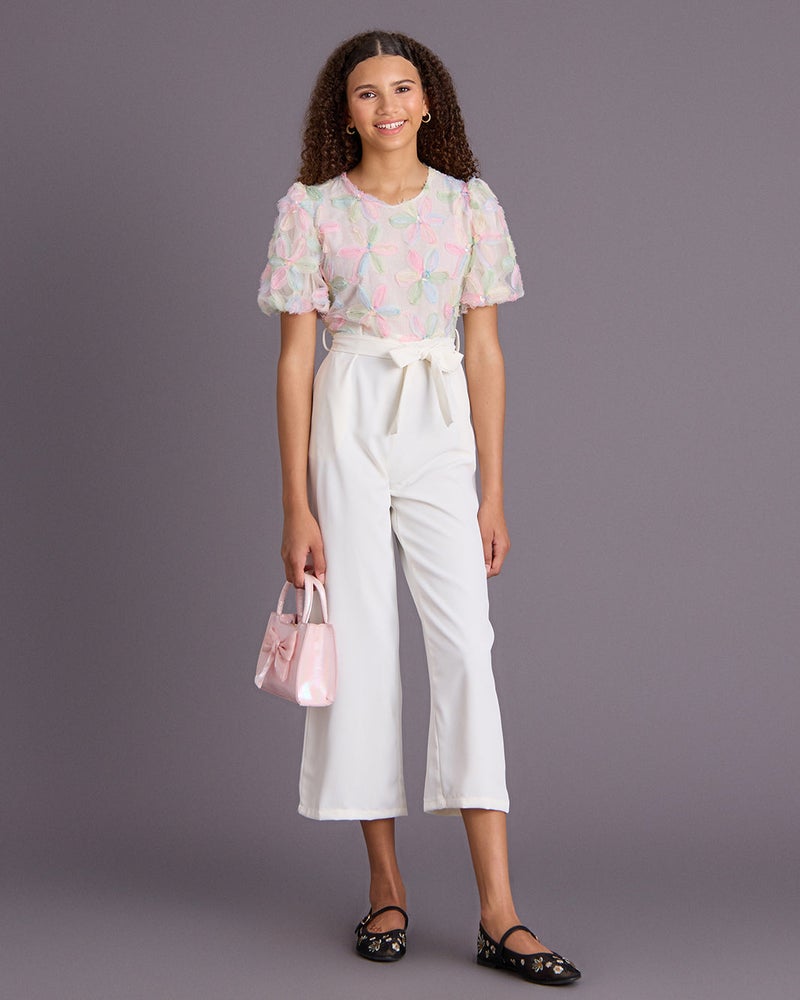 ردتاغ Senior Girls White Embroidered Dress - Image 4