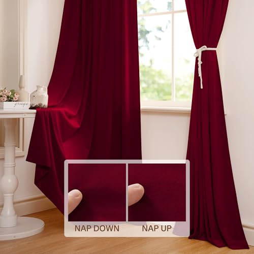 StangH Christmas Red Velvet Curtains 96-inch - Heavy-Duty Large Window Room Darkening Privacy Enhancing Panels for Home Theater/Film Room/Stage, Red, 52 x 96 inches, 2 Panels - Image 4