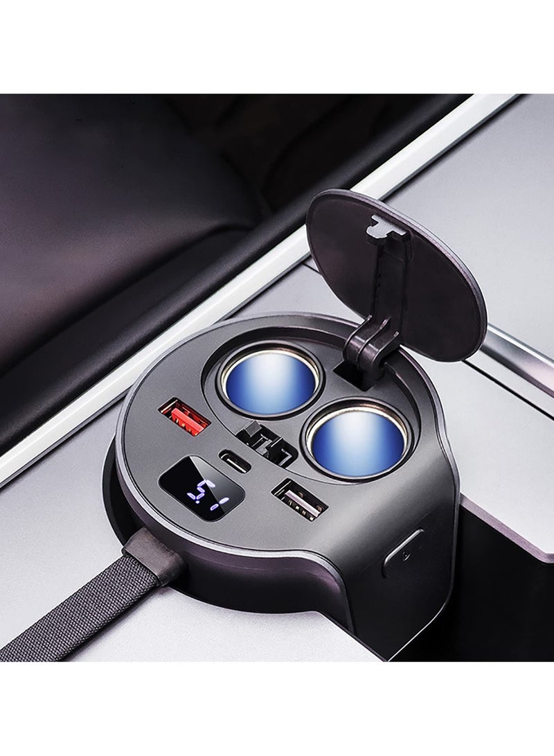 SYOSI Car Extender Charging Port for Tesla Model 3/Y (2021-2023), USB Hub for Tesla Model 3/Y (2021-2023) Center Console, Car Water Cup Holder Conversion Hub Charger Accessories - Image 1