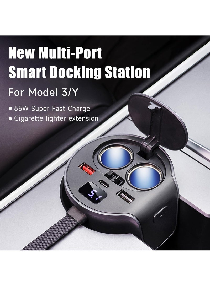 SYOSI Car Extender Charging Port for Tesla Model 3/Y (2021-2023), USB Hub for Tesla Model 3/Y (2021-2023) Center Console, Car Water Cup Holder Conversion Hub Charger Accessories - Image 2