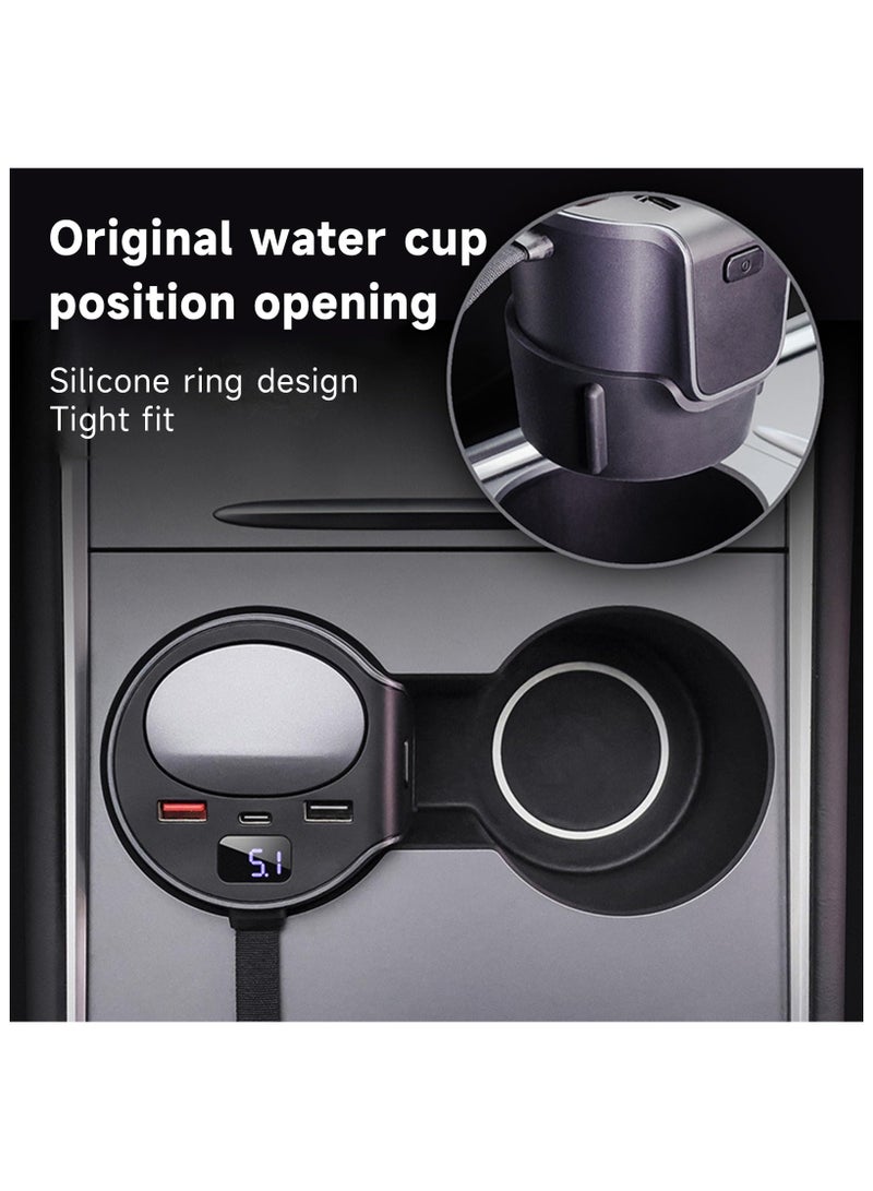 SYOSI Car Extender Charging Port for Tesla Model 3/Y (2021-2023), USB Hub for Tesla Model 3/Y (2021-2023) Center Console, Car Water Cup Holder Conversion Hub Charger Accessories - Image 3