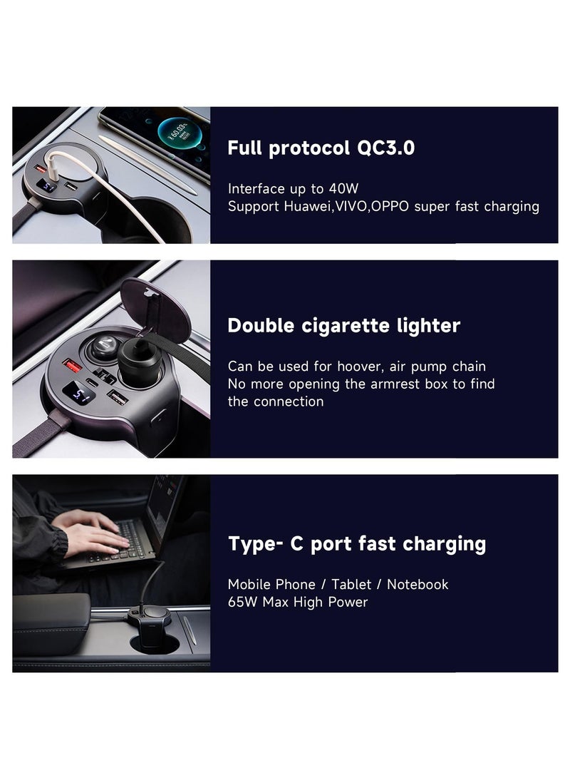 SYOSI Car Extender Charging Port for Tesla Model 3/Y (2021-2023), USB Hub for Tesla Model 3/Y (2021-2023) Center Console, Car Water Cup Holder Conversion Hub Charger Accessories - Image 5