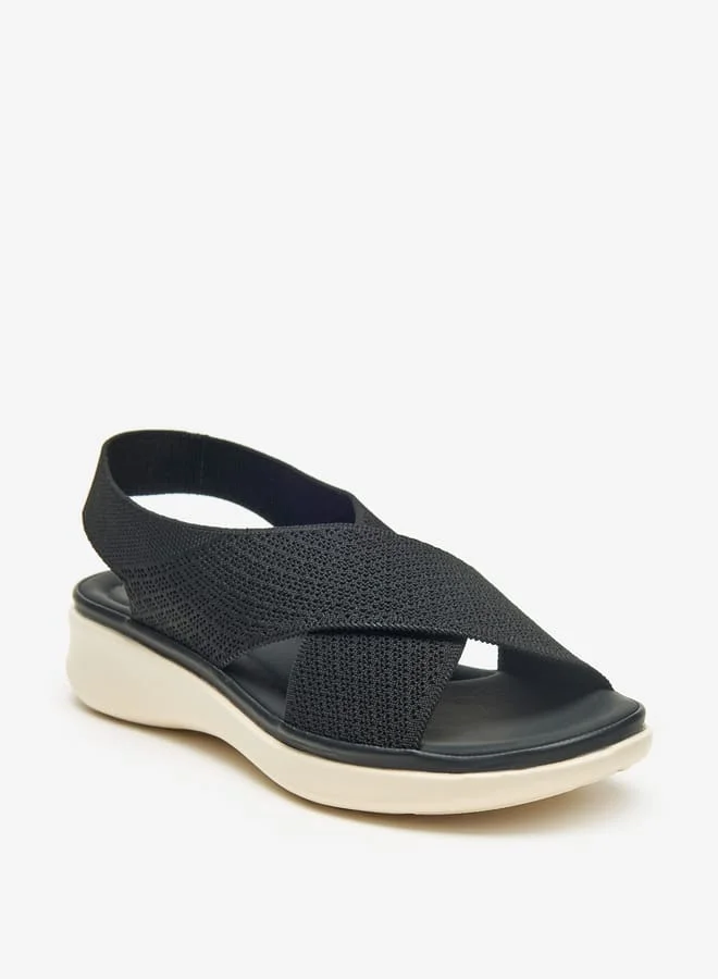 Flora Bella By Shoexpress Women Textured Cross Strap Slip-On Flatform Sandals