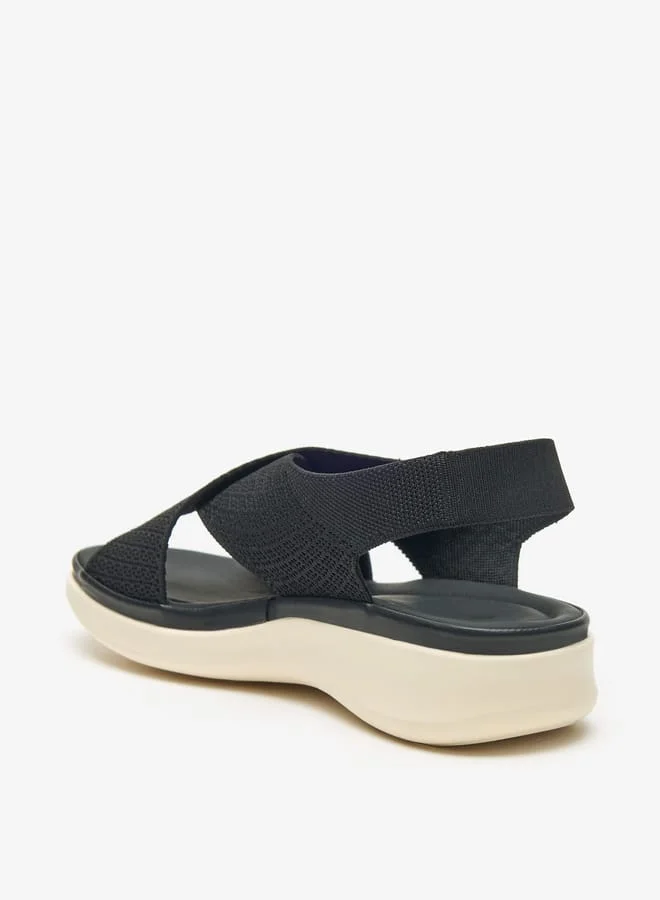 Flora Bella By Shoexpress Women Textured Cross Strap Slip-On Flatform Sandals