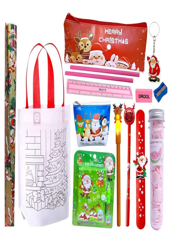 AMYCAUR Merry Christmas Stationery Combo Gift for Kid, Cute School Stationery gift Combo, Secret Santa Party Return Gift for Kids Stationery Items, New Year Christmas Goody Gift Set (Pcak of 10 Items) - Image 1