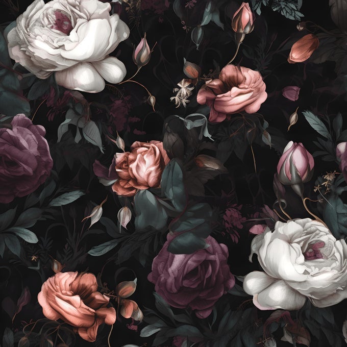 DARK FLORAL PEEL AND STICK WALLPAPER VINTAGE FLORAL CONTACT PAPER WATERPROOF SELF ADHESIVE BOHO DECOR BLACK ROSE WALL PAPER FOR BEDROOM WALLS BOOKCASE DRAWERS 175IN X 98FT