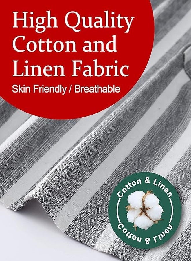 APRONNER Cozy Adjustable Cross Back Aprons for Women with Pockets Cotton Linen Cooking Kitchen Baking Grey Stripes - Image 4