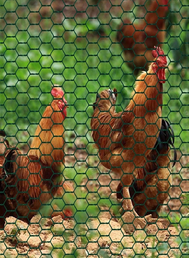 YSYONM Garden Poultry Green Chicken Wire PVC Coated Hexagonal Wire Mesh Roll Animal Fence 3m x 400mm Garden Netting Fencing for Pet Rabbit Chicken with Gloves & 50Pcs Cable Ties - Image 3