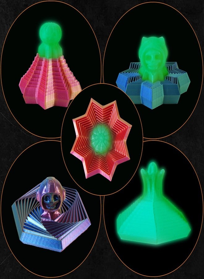 Cucue 3D Printed Fractal Fidget Hexagon-Hexagonal Spiral Visual Fingertip Toys for Stress Anxiety-Glow in The Dark Skull Toys for Calming Relief- Halloween Fidget Toys for Kids & Adults (4 Pack) - Image 1