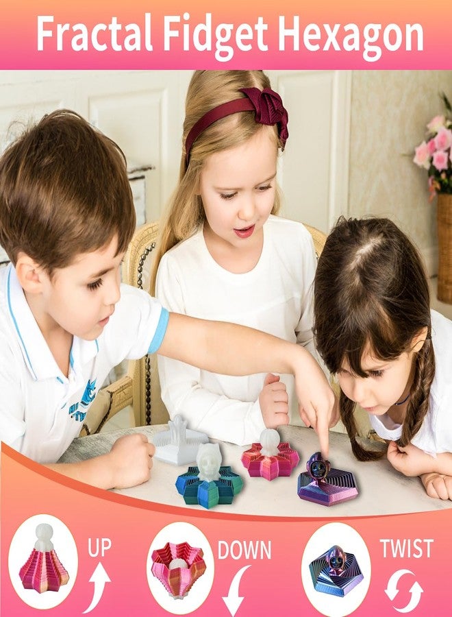 Cucue 3D Printed Fractal Fidget Hexagon-Hexagonal Spiral Visual Fingertip Toys for Stress Anxiety-Glow in The Dark Skull Toys for Calming Relief- Halloween Fidget Toys for Kids & Adults (4 Pack) - Image 4