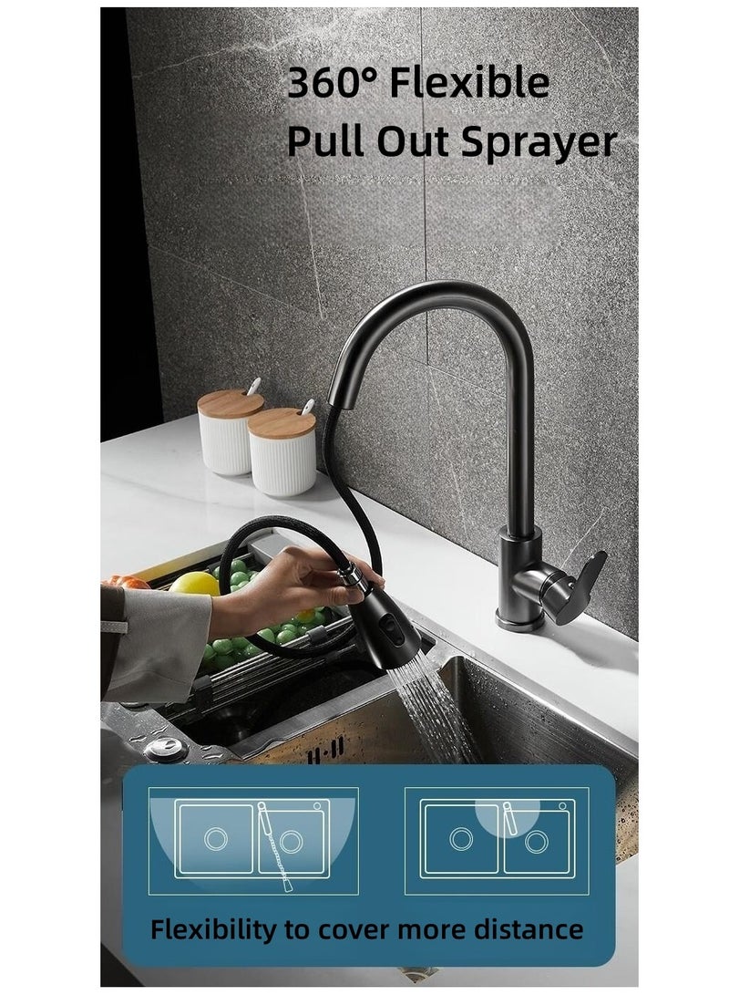 100% خلاط مطبخ سحب الفولاذ المقاوم للصدأ منفذ مزدوج للخلاط الماء البارد والساخن كود - Image 1