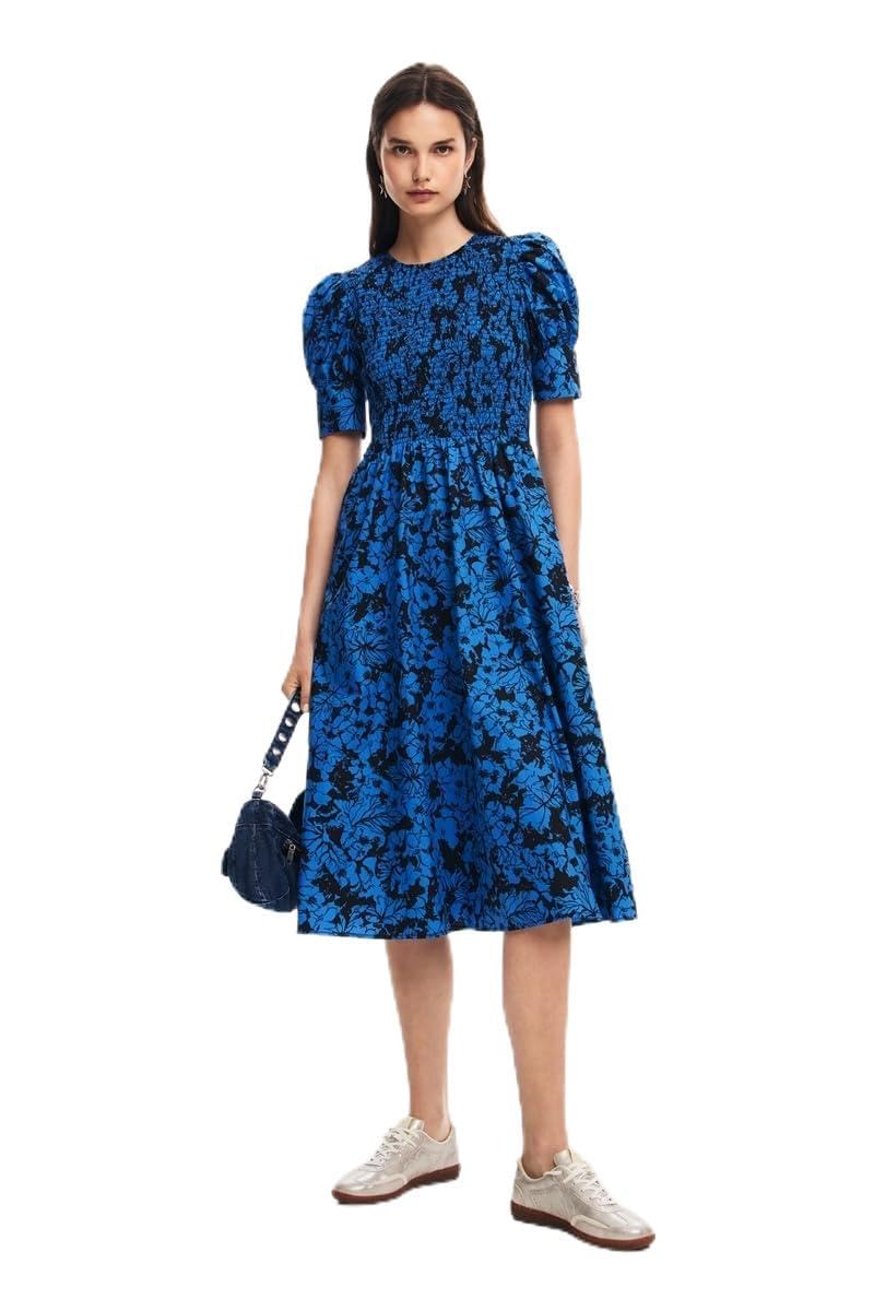Desigual Womens Woman Woven Dress Short Sleeve Blue