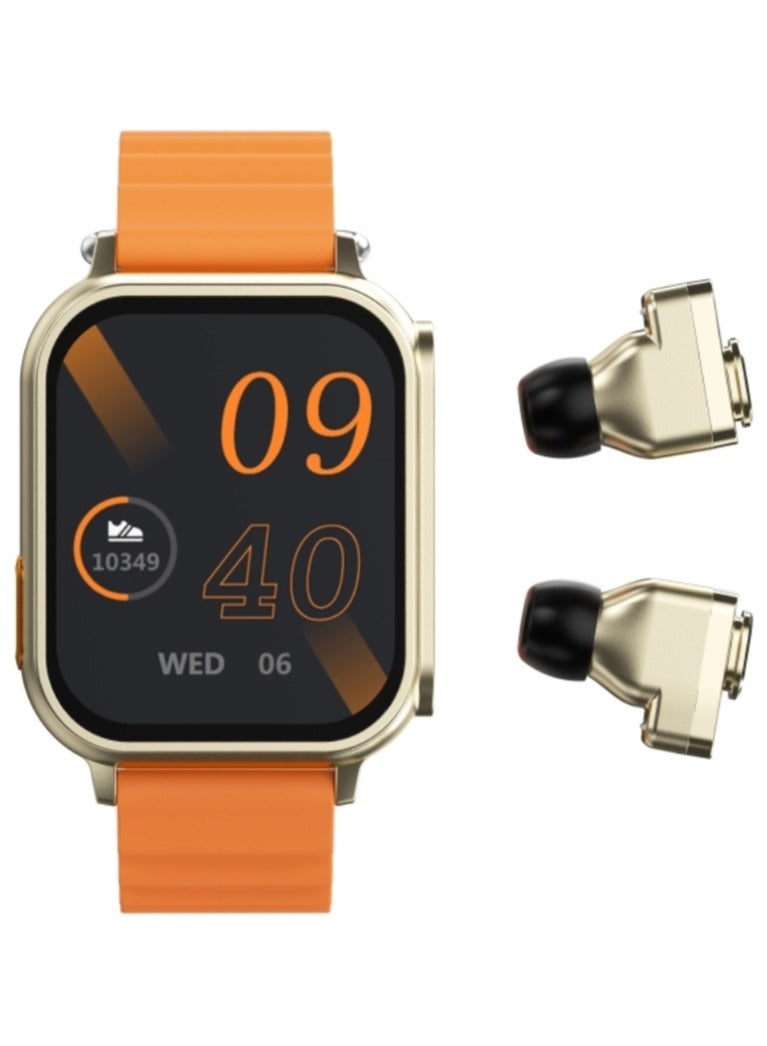 AROAQ N22 1.96 inch Color Screen  2 in 1 Smart Watch And TWS Headphone,Support Heart Rate Monitoring / Blood Pressure Monitoring / Blood Oxygen Monitoring(ORANGE)  - Image 4