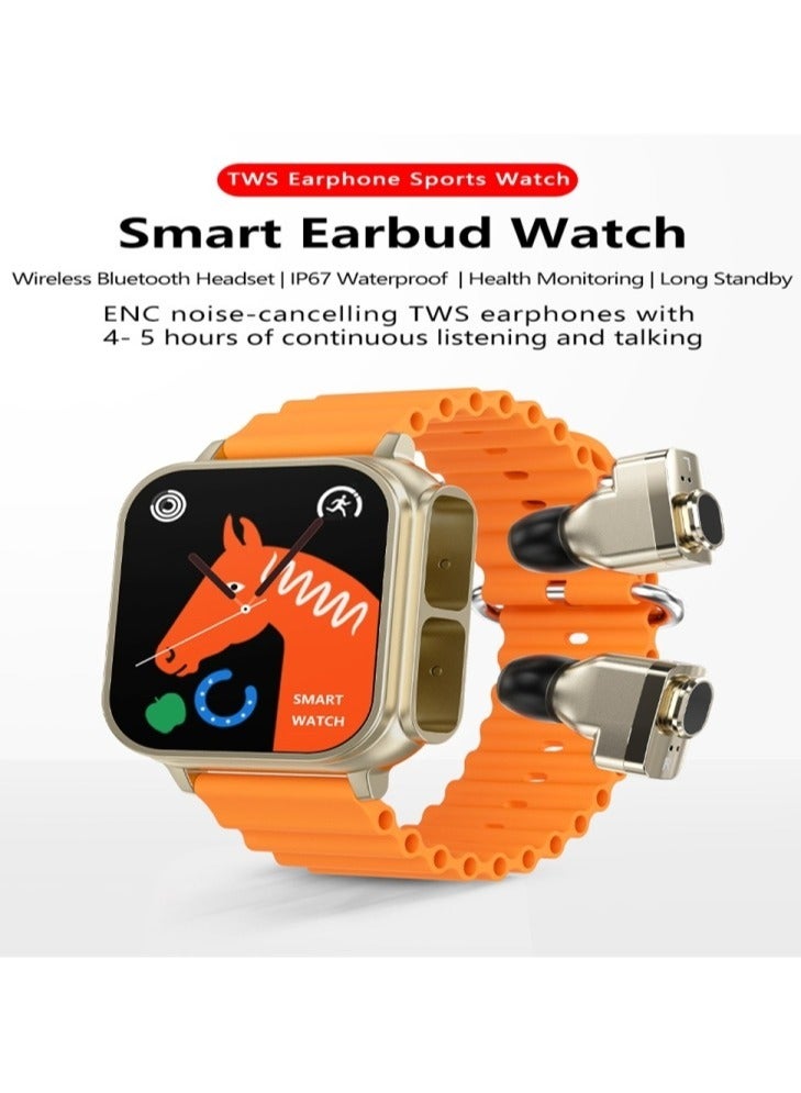 AROAQ N22 1.96 inch Color Screen  2 in 1 Smart Watch And TWS Headphone,Support Heart Rate Monitoring / Blood Pressure Monitoring / Blood Oxygen Monitoring(ORANGE)  - Image 5