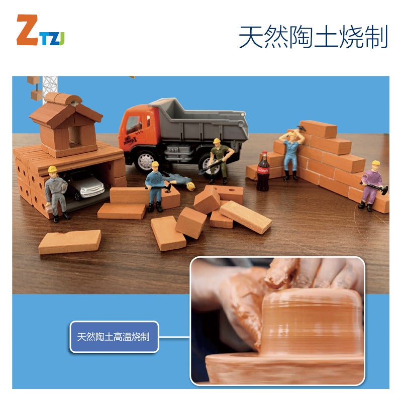Children'S Masons Building Houses With Wall Toys Small Cabin Model Assembled Handmade Diy Architect Cement Bricks - Image 5