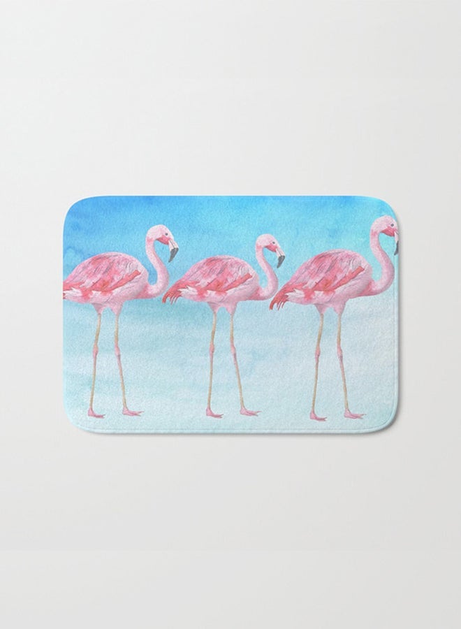 NIBEMINENT Flamingo Printed Anti-Skid Doormat Blue/Pink/White 40 x 60cm