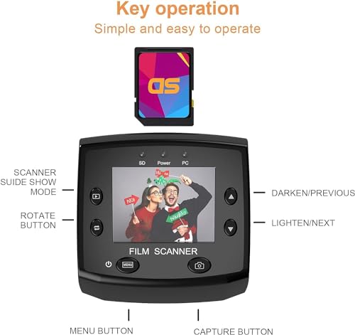 DigitConvert 135 Film Negative Scanner Slide Viewer, Converts 35mm Film Negatives & Slides to Digital JPEG Images, 2.4 LCD Screen, with Quick Slide Holder - Image 2