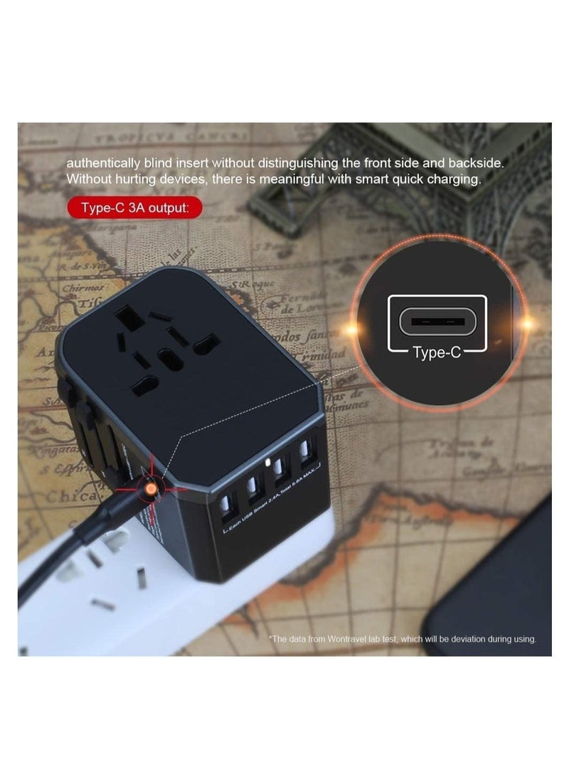 Universal Travel Power Adapter with 3 USB Ports + 1 Type-C Charging Port – Worldwide AC Outlet Plugs - Image 2