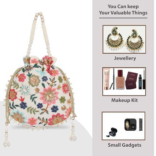 Lavie Women's Jiya Floral Embriodered Potli | Ladies Purse Handbag - Image 3