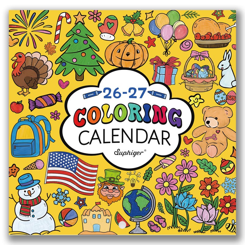 Suphigher Calendar 20262027 Coloring Calendar 20262027 Wall Calendar 12 Monthly Jul 2026 Jun 2027 Toddler Calendars Learning for HomeClassroom 12 Different Theme Illustrated Images to Color Good for Tracking or Planning - Image 2