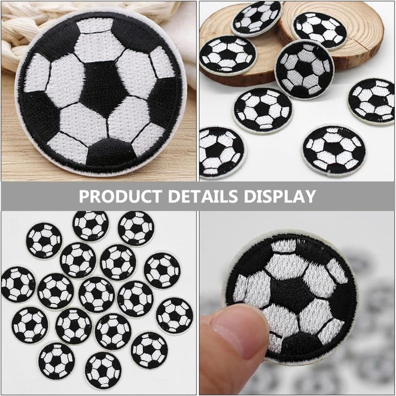Lurrose 10pcs Adhesive Football Fabric Patches Wear-Resistant Decorative Soccer Ball Appliques for Clothing Jackets Hats DIY Repair Accessories - Image 2