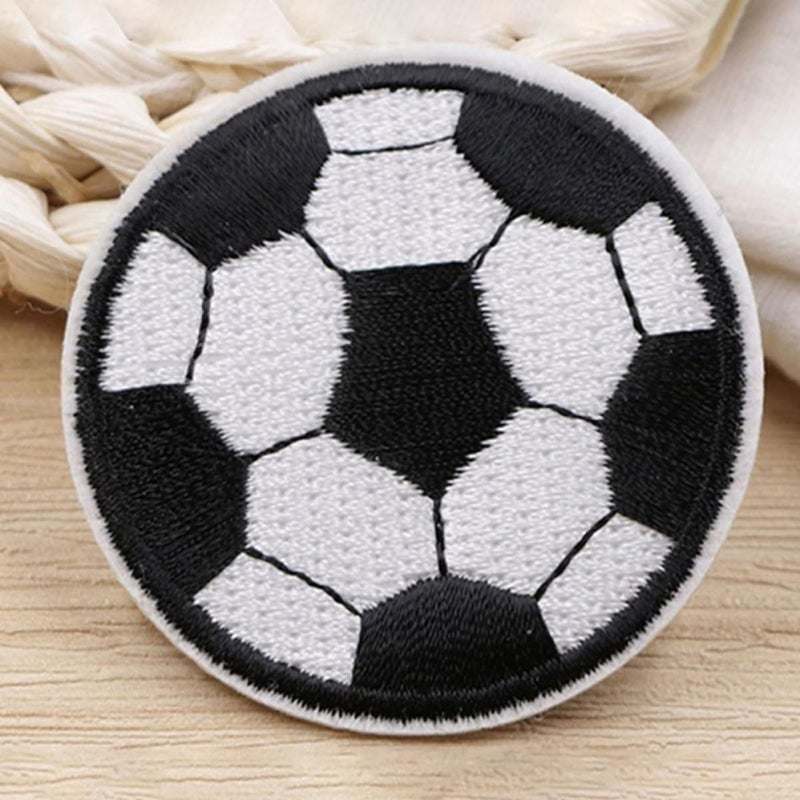 Lurrose 10pcs Adhesive Football Fabric Patches Wear-Resistant Decorative Soccer Ball Appliques for Clothing Jackets Hats DIY Repair Accessories - Image 4