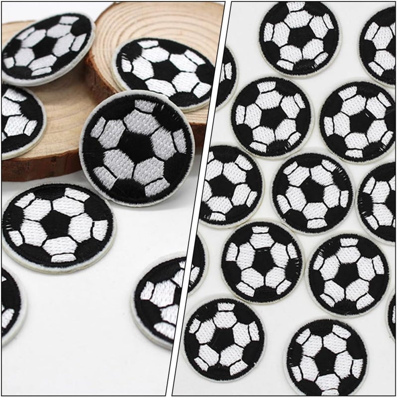 Lurrose 10pcs Adhesive Football Fabric Patches Wear-Resistant Decorative Soccer Ball Appliques for Clothing Jackets Hats DIY Repair Accessories - Image 3