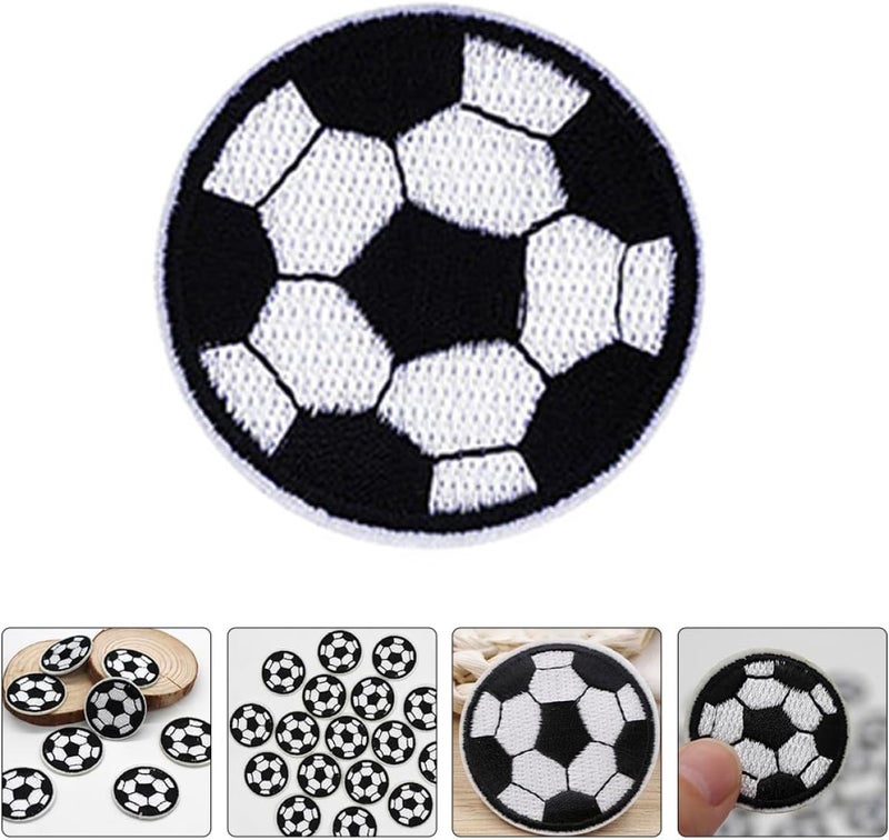 Lurrose 10pcs Adhesive Football Fabric Patches Wear-Resistant Decorative Soccer Ball Appliques for Clothing Jackets Hats DIY Repair Accessories - Image 5