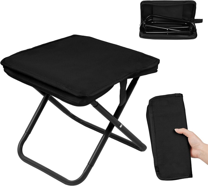 MOROVIK Folding Stool, Mini Outdoor Camping Stool, Portable Small Foldable Lightweight Hunting Seat with Zippered Carrying Bag, Folding Slacker Chairs for Fishing Travelling Picnics (Multi) - Image 1