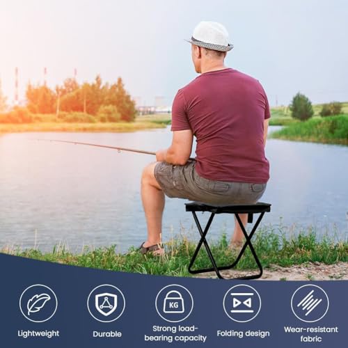 MOROVIK Folding Stool, Mini Outdoor Camping Stool, Portable Small Foldable Lightweight Hunting Seat with Zippered Carrying Bag, Folding Slacker Chairs for Fishing Travelling Picnics (Multi) - Image 5