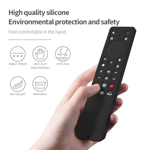 AKSHFETH Silicone Cover for TCL RC813A Remote 2025 QM6K Series Remote Silicone Protective Skin Case Anti-Slip Cover with Lanyard(Black) - Image 2