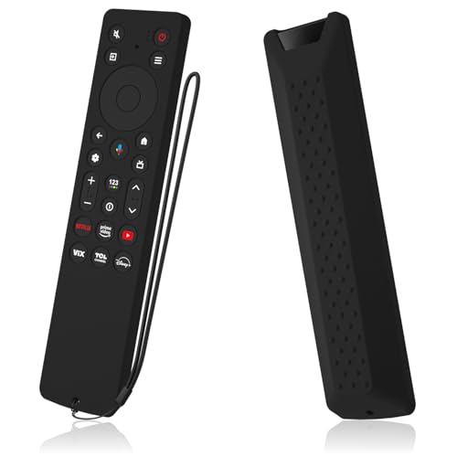 AKSHFETH Silicone Cover for TCL RC813A Remote 2025 QM6K Series Remote Silicone Protective Skin Case Anti-Slip Cover with Lanyard(Black) - Image 1