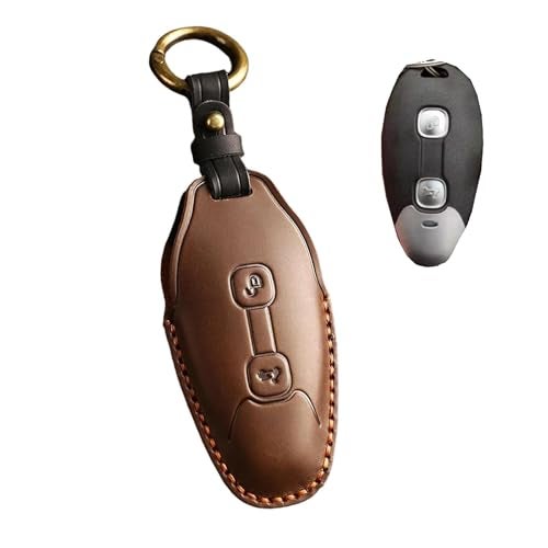 Ysbxitu Motorcycle Leather Key Fob Cover Compatible with Piaggio Vespa GTV300 GTV GTS300 GT S300 GTS 300 2024 Motorcycle Intelligent Auto Key fob Cover Decorative Keychain Brown - Image 1