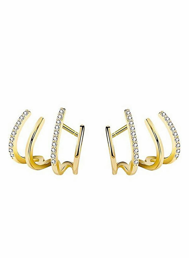 Earrings for Women, Fashionable and Generous 925 Silver Needle Gold Crystal Hypoallergenic Girls Gift - Image 1