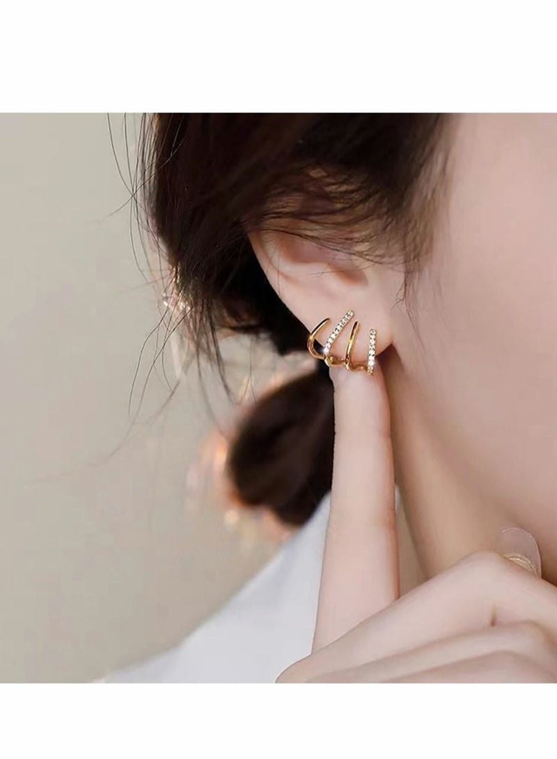 Earrings for Women, Fashionable and Generous 925 Silver Needle Gold Crystal Hypoallergenic Girls Gift - Image 4