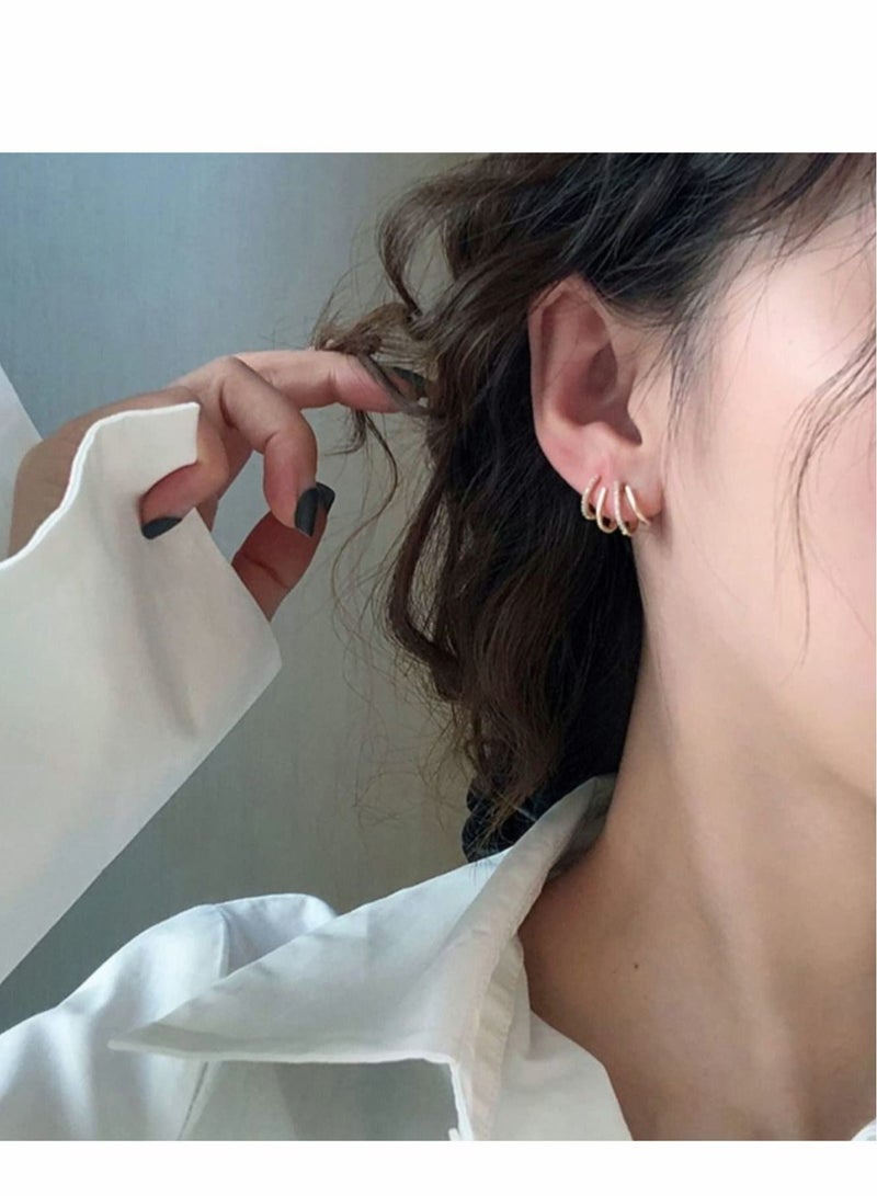 Earrings for Women, Fashionable and Generous 925 Silver Needle Gold Crystal Hypoallergenic Girls Gift - Image 2
