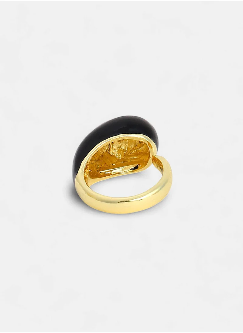 SOHI Stone Studded Adjustable Teardrop Finger Ring