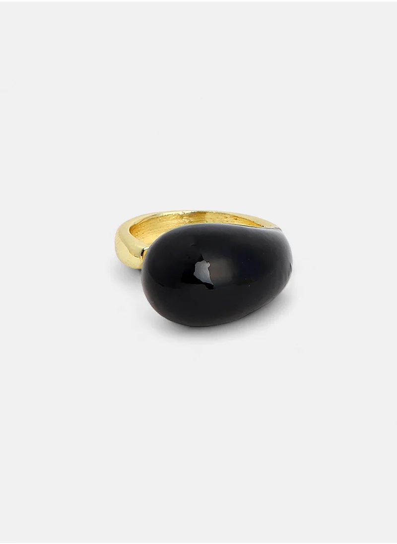 SOHI Stone Studded Adjustable Teardrop Finger Ring