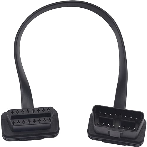 Duttek Low Profile OBD2 Extension Cable 1Ft/30cm, OBD II Male to Female Tlat Extension Diagnostic Cable 16pins for Scanner Diagnostic Tool and Reader - Image 1