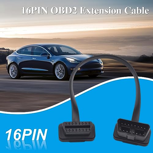 Duttek Low Profile OBD2 Extension Cable 1Ft/30cm, OBD II Male to Female Tlat Extension Diagnostic Cable 16pins for Scanner Diagnostic Tool and Reader - Image 4