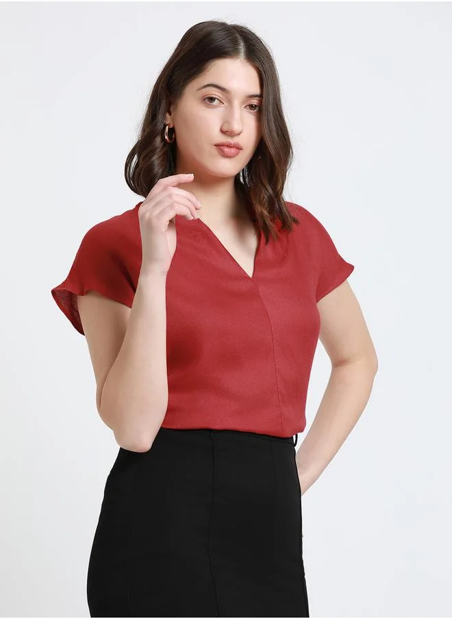 دينيس لينغو V Neck Regular Fit Solid Top