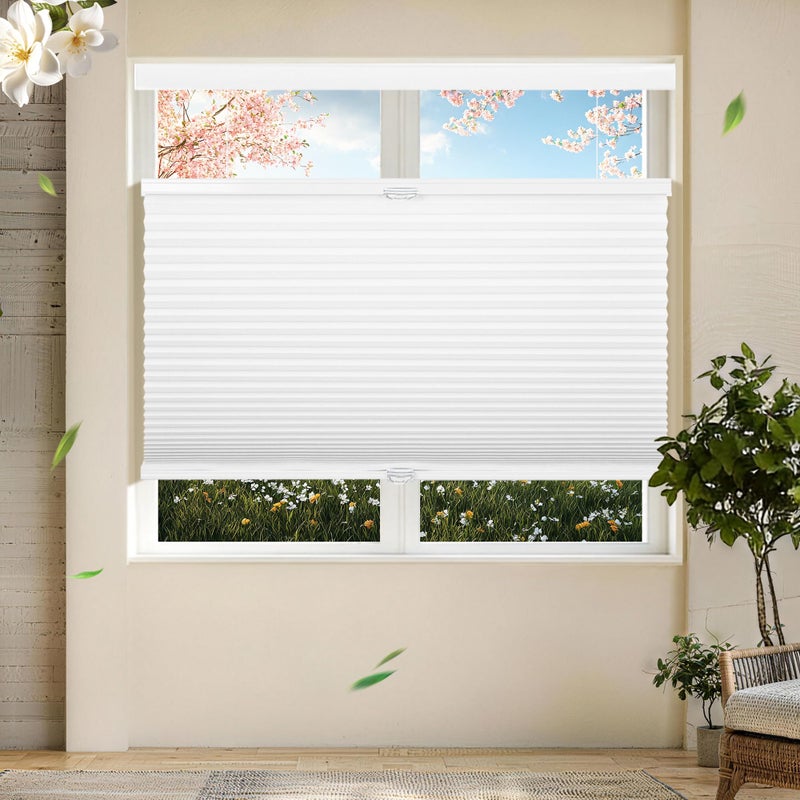 Allesin Top Down Bottom Up Cellular Shades,Blackout Blinds Noise Reduction,Cordless Cellular Shades Room Darkening Honeycomb Blinds,Blackout (White,27"x64") - Image 1
