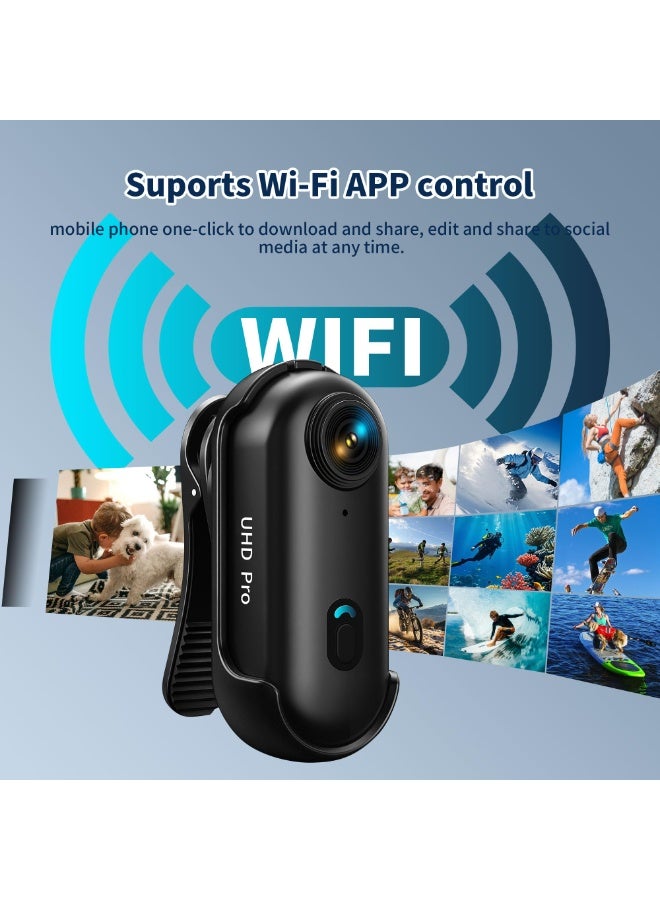 WALALLA 4K Ultra HD Body Camera Wearable Action Body Camwith Audio Recording, 30M Waterproof Action Camera, Magnetic & 360° Rotating Clip, 120 Mins Battery, Includes 128GB Card for Cycling, Pets, Sports, Black - Image 5