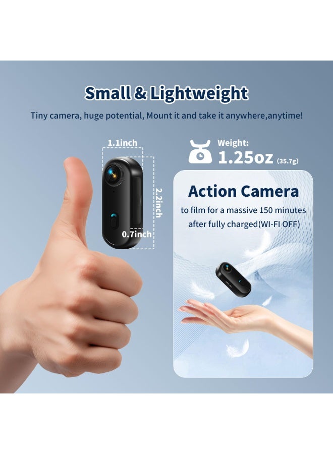 WALALLA 4K Ultra HD Body Camera Wearable Action Body Camwith Audio Recording, 30M Waterproof Action Camera, Magnetic & 360° Rotating Clip, 120 Mins Battery, Includes 128GB Card for Cycling, Pets, Sports, Black - Image 2