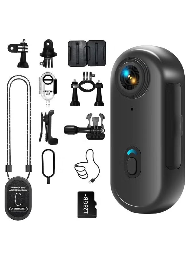 WALALLA 4K Ultra HD Body Camera Wearable Action Body Camwith Audio Recording, 30M Waterproof Action Camera, Magnetic & 360° Rotating Clip, 120 Mins Battery, Includes 128GB Card for Cycling, Pets, Sports, Black - Image 1
