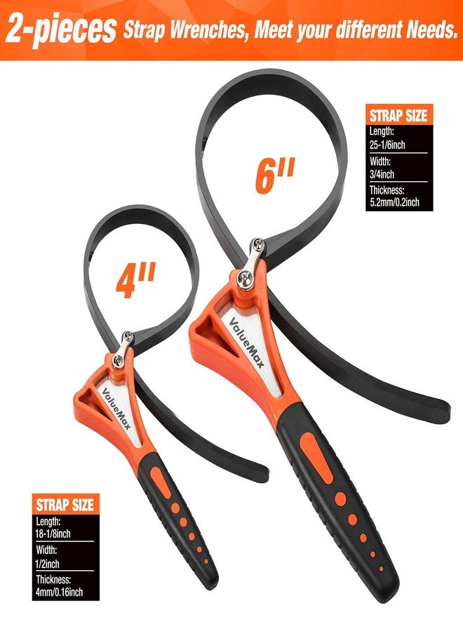 ValueMax 2-piece Strap Wrench Set, Adjustable Oil Filter Wrench with Max Diameter 4" (Small) and 6"(Large) for Shower Head Water Filter, Jar Opener Set - Image 3