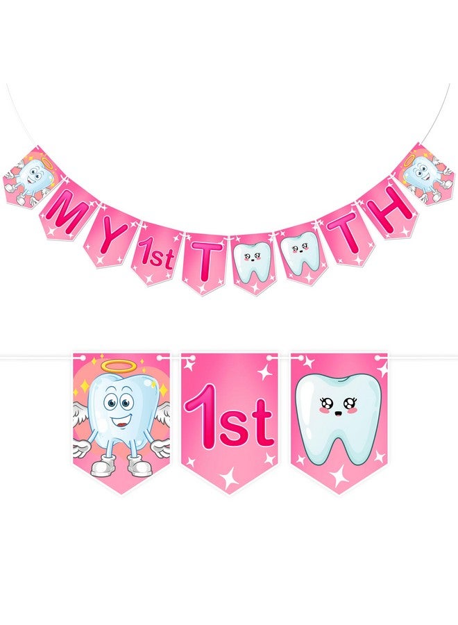 Wobbox My First Tooth Banner, First Tooth Banner, My First Tooth Decoration -Pink (FP4401) - Image 1